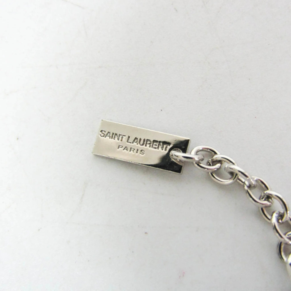Saint Laurent Metal,Rhinestone Rhinestone Charm Bracelet Silver - Picture 9 of 10